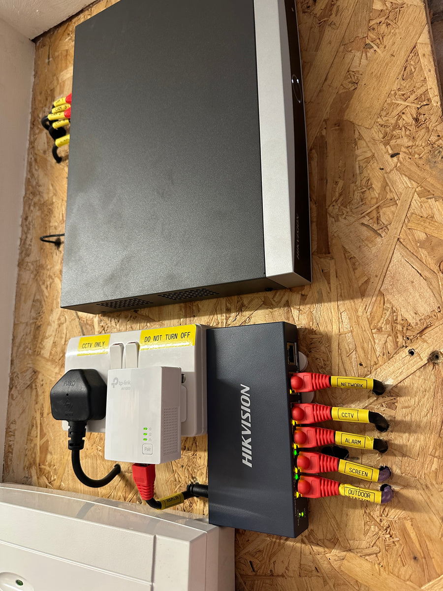 Neatly installed alarm control equipment and concealed cabling
