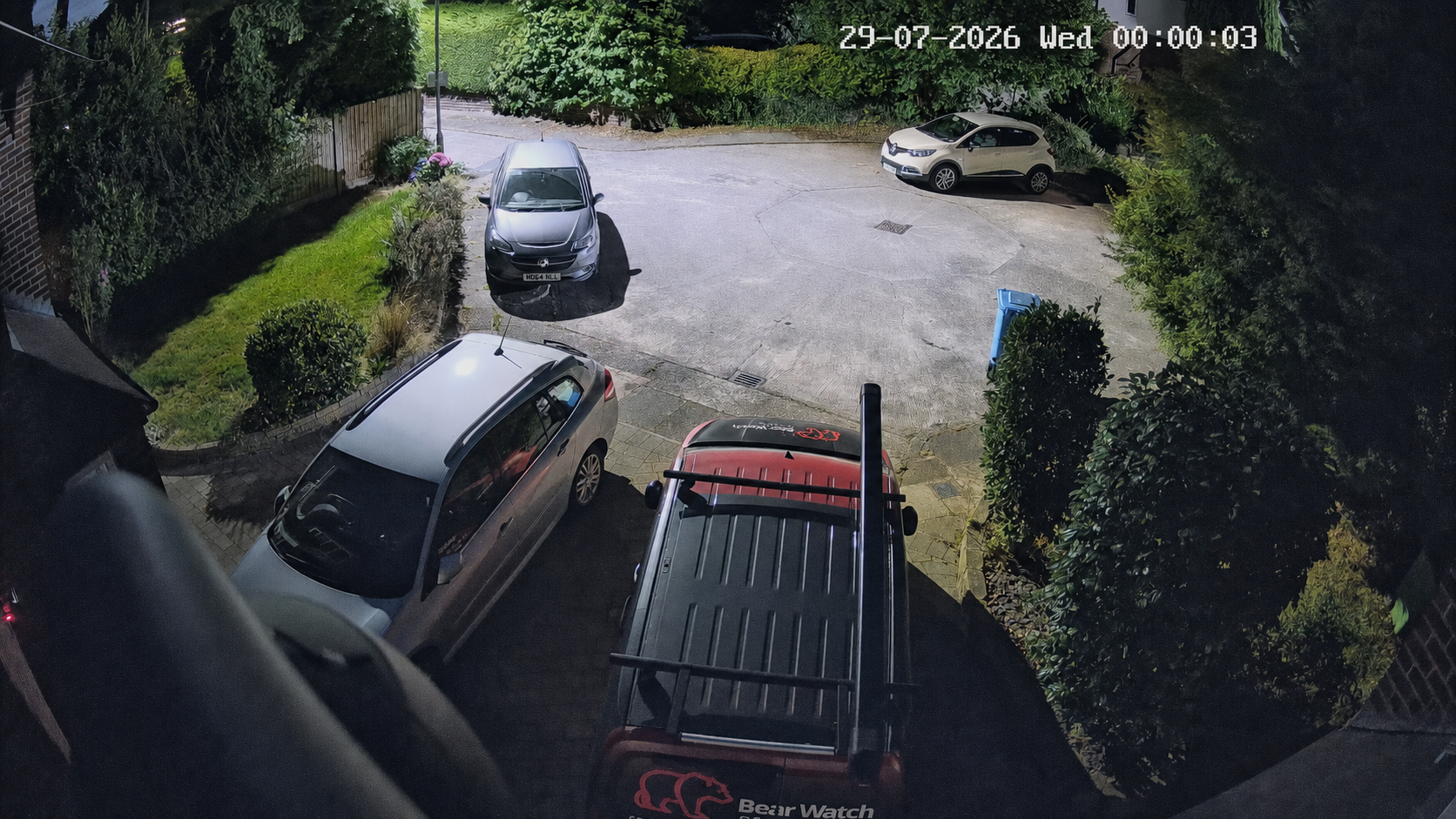 Hikvision ColorVu full-colour night footage from a Bear Watch CCTV installation