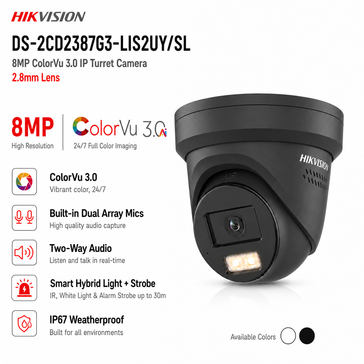 DS-2CD2387G3-LIS2UY/SL 2.8mm 8MP IP