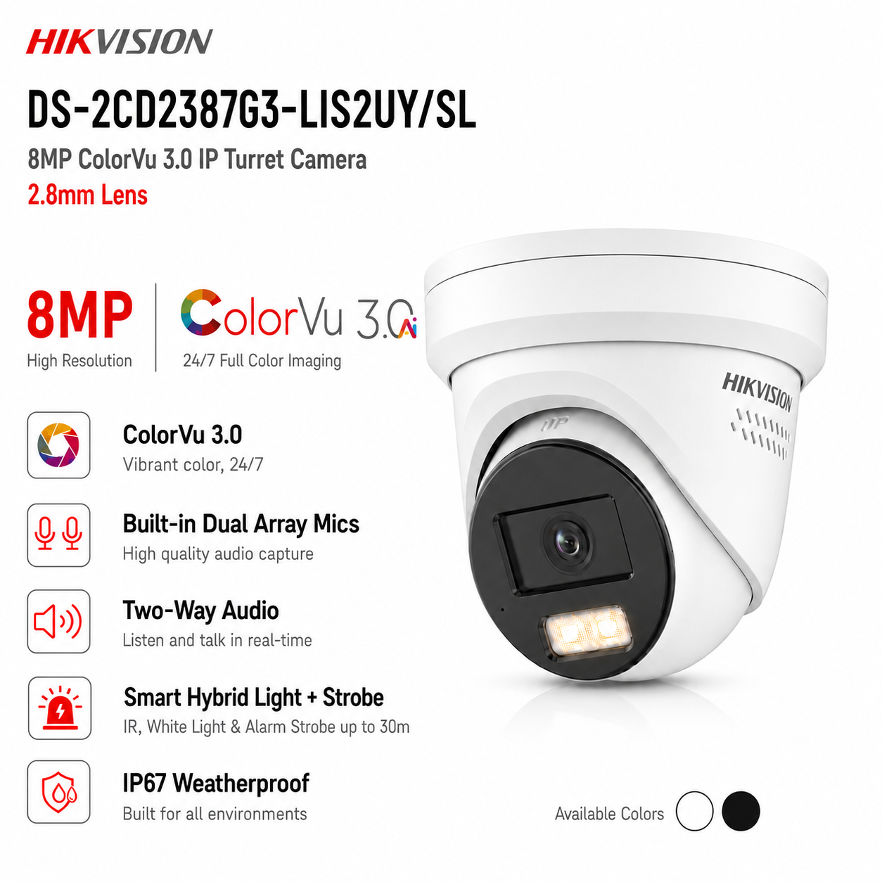 DS-2CD2387G3-LIS2UY/SL 2.8mm 8MP IP