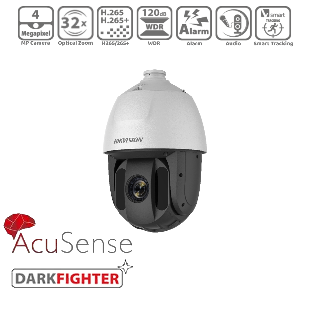HikVision DS-2DE5425IW-AE(T5) 5-inch 4 MP 25X Zoom - Powered by DarkFighter IR Network Speed Dome - Includes DS-1602ZJ Wall Mount